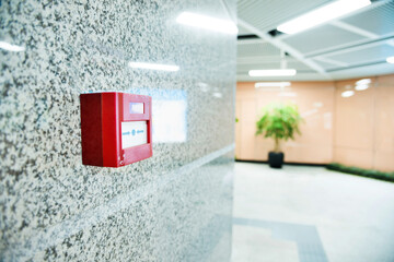 Fire alarm system on the wall of hotel - obrazy, fototapety, plakaty