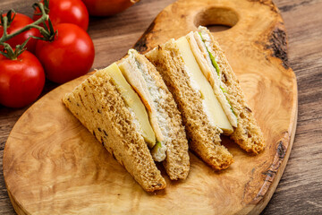 Club sandwich with chicken and cheese