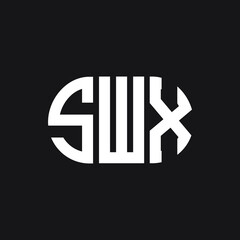 SWX letter logo design on black background. SWX  creative initials letter logo concept. SWX letter design.