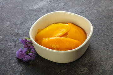 Sweet canned tropical fruit mango