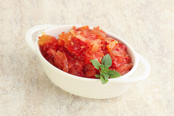 Hungary vegetarian Lecho with vegetables