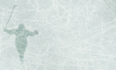 winner hockey player on light blue ice texture