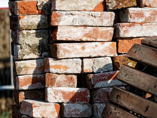Solid clay bricks used for construction