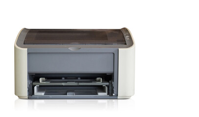 front view white and grey printer on white background, object, background, technology background, business, copy space