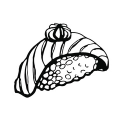 Sushi. Black and white illustration. Vector clipart