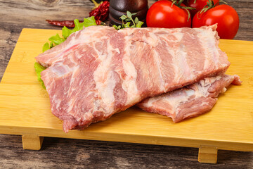 Raw pork ribs for cooking
