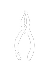 Pliers one line. haushold tool line art