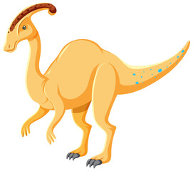 A dinosaur parasaurolophus on white background