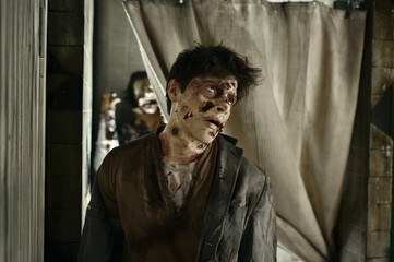 Closeup zombie killer with creepy bloody face © Nomad_Soul