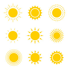 Sunny weather abstract flat design vector illustration icon set