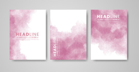 Fototapeta premium Set of cards with watercolor blots. Set of cards with hand drawn blots element on white background for your design. Design for your date, postcard, banner, logo. 