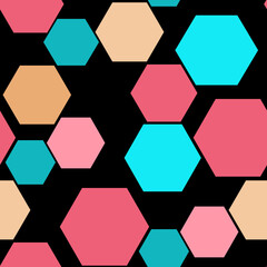 Seamless geometrical hexagons pattern black