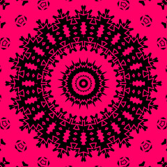 Seamless mandala kaleidoscope round pattern gray black pattern