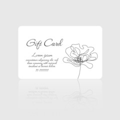 Gift card vector with elegant flower design on white background for beauty salon, spa, massage salon. Gift card template for voucher coupon, shopping card, loyalty card. Vector design image