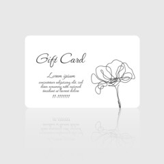 Gift card vector with poppy flower design on white background for beauty salon, spa, massage salon. Gift card template for voucher coupon, shopping card, loyalty card. Vector design image