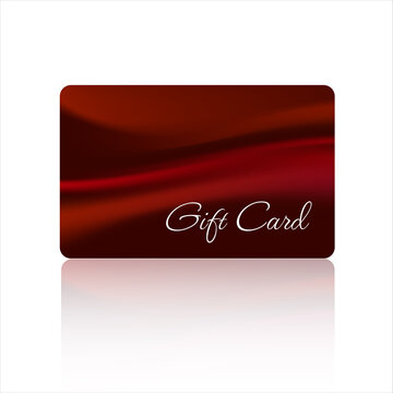 Gift card with beautiful design on red background. Gift card template for voucher coupon, shopping card, loyalty card, gift certificate. Vector design image illustration