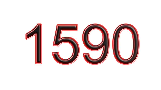 red 1590 number 3d effect white background