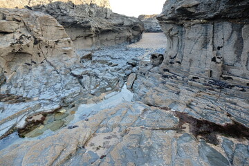 Contstantine Bay Cornwall England UK cliffs caves arches and stacks