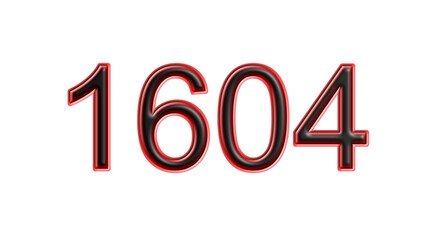 red 1604 number 3d effect white background