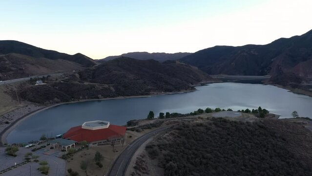 Pyramid Lake in California at Tejon Pass or The Grapevine Pass, aerial