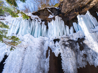 Looking up at icefalls (Shiraoi, Hokkaido, Japan)