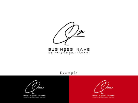 QZ q&z Logo Design, Signature qz Luxury Logo Letter Vector Stock