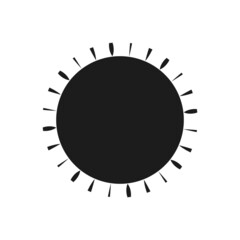 Sun icon vector isolated on white. Sun icon image in boho style for digital poster print, boho wall art, bedroom decor. Vector design illustration image