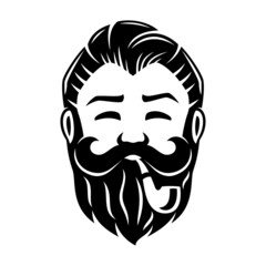 Icon of a bearded man with a smoking pipe on a white background.