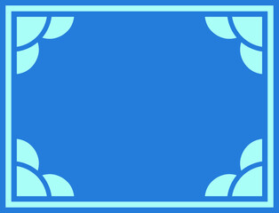 Vector border frame. Blue white background or banner. Simple rectangular horizontal billboard, card, plaque, signboard, sticker or label