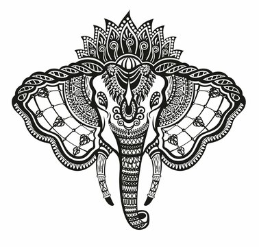Elephant Illustration Design. Vector of Elephant in decorative style