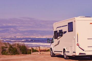 Rv motor home camping on beach