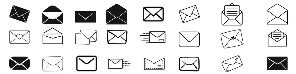 Foto op Plexiglas Envelope icon vector set. Mail illustration sign collection. Letter symbol. Post logo. © Denys