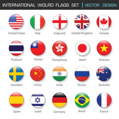 International World Flag icon set in Circle , vector Design Elemant illustration