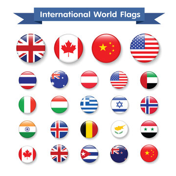 Southeast Asia flags  set and members in botton stlye,vector design element illustration