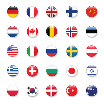 International Flag set in Circle , vector Design Elemant illustration