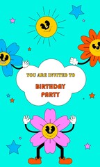 Birthday invitation. cartoon characters