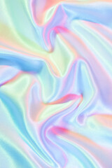 iridescent surface wrinkled vaporwave wavy abstract blurred background. 