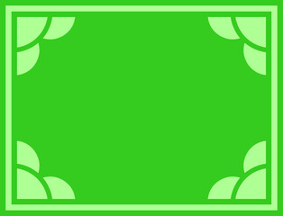 Vector border frame. Green background or banner. Simple rectangular horizontal billboard, card, plaque, signboard, sticker or label