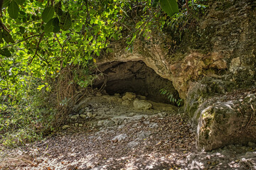 Naklejka na ściany i meble A cave in the public Nesher Park in Nesher city, Israel