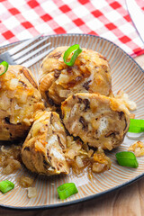 mushroom dumplings with spring onion