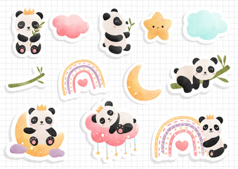 cute little panda sticker sheet and scrapbook