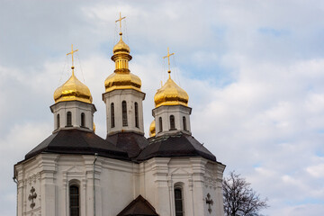 Fototapeta na wymiar Catherine's Church in Chernihiv. Cathedral of St. Catherine the Great Matyr. Ancient Orthodox church , Ukraine.