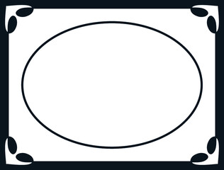 Retro oval horizontal empty photo frame. Vector vintage photographic portrait border 