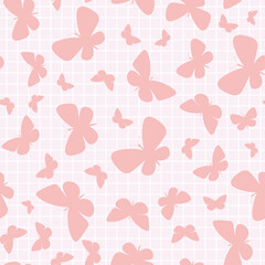 Pink butterfly pattern. Vector butterfly spring pattern.