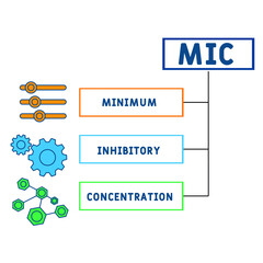 MIC - Minimum Inhibitory Concentration acronym. business concept background.  vector illustration concept with keywords and icons. lettering illustration with icons for web banner, flyer, landing