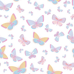 Colorful spring wallpaper. Cute butterfly silhouette design.