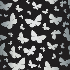 Silver butterfly vector pattern.