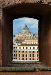 view through the window to the cathedral of st. Paul in the Vatican  - 495601762