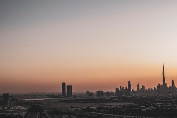 Naklejka premium Dubai, Skyline, Sonnenuntergang, Sunset, Stadt