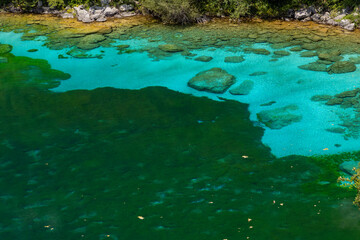 blue bottom at a depth of Lago di Cornino, Italy